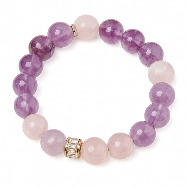 Crown Pulse – Dual Bead Amethyst Bracelet for Clarity, Alignment & Spiritual Flow