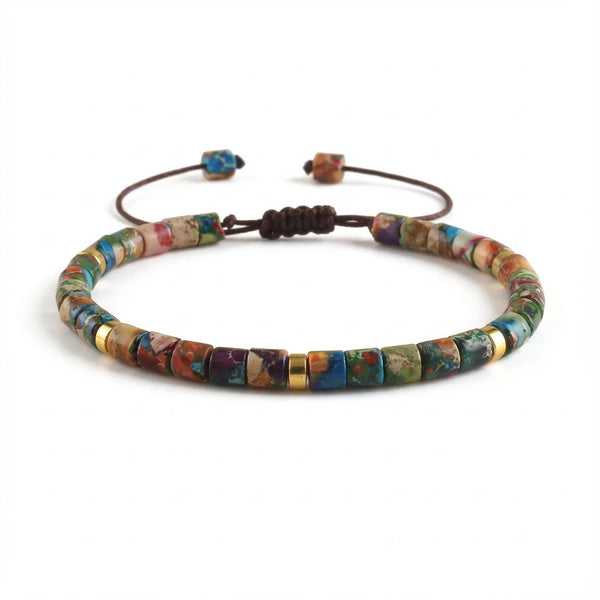 Bohemian Natural Stone Braided Bracelet: Handmade Gemstone for Confidence and Motivation