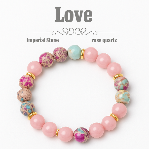 HeartSync – Imperial Jasper & Rose Quartz Bracelet for Soulful Attraction