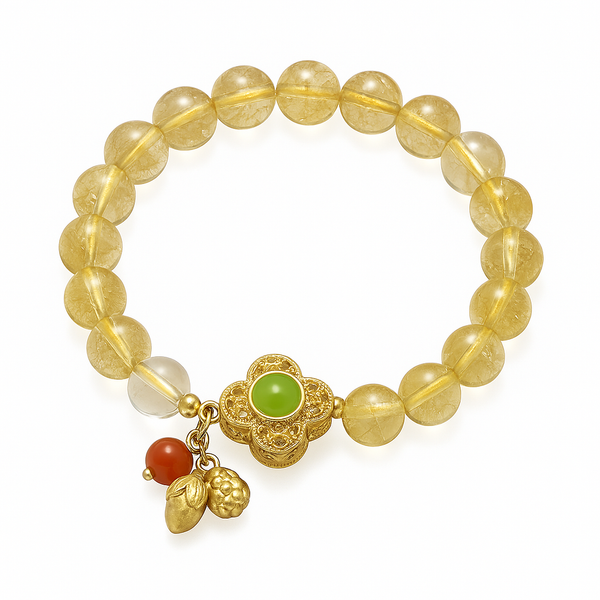 Fortune Blossom – Citrine & Jade-Inspired Prosperity Bracelet for Wealth, Blessings & Harmony