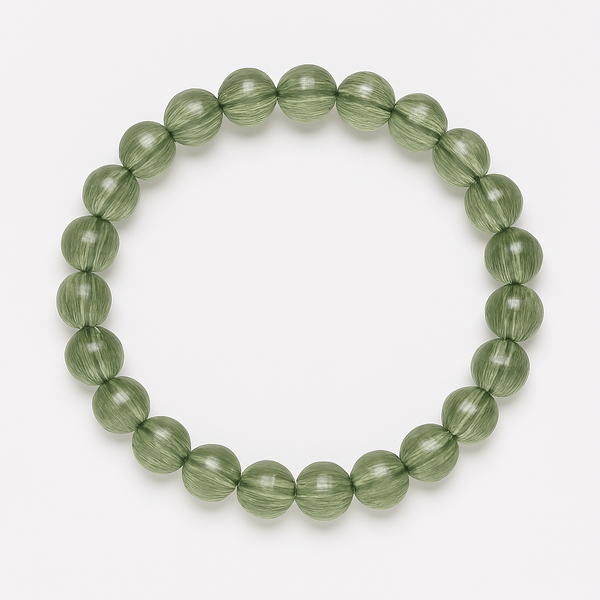 Dragon’s Vein Clarity – Natural Green Quartz & Rutilated Golden Thread Bracelet for Wealth, Intuition & Heart Chakra Healing