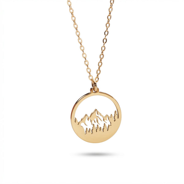 Gold Plated Mountain Necklace: Overwhelm Relief & Burnout Recovery Wanderlust Charm.