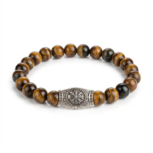 Noter Men's 8mm Abundance & Wealth Stone Beaded Bracelet | Viking Inspired Healing & Meditation Hand Accessory