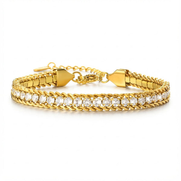 18K Gold Plated Cubic Zirconia Adjustable Chain Bracelet: Celebrate Self-Love & Worthiness